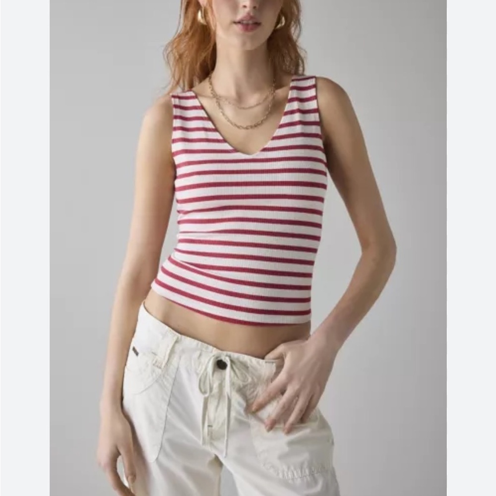 Reformation Striped Red and White Tank Top